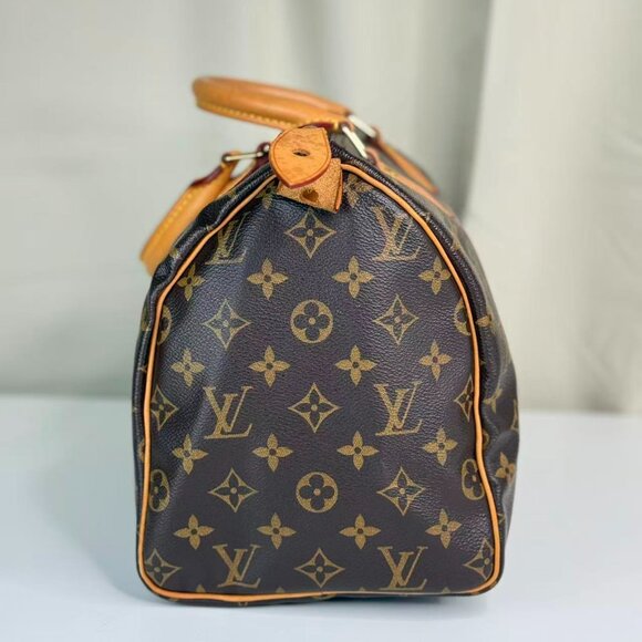 Louis Vuitton Monogram Canvas Speedy 30 Top Handle Bag with Brown Pattern - Picture 4 of 9